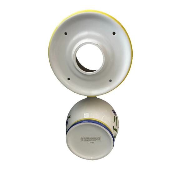 Ceramic Candle Holder w/ Shade Fairy Lamp Blue Purple Floral Spring Home Decor - Picture 7 of 9